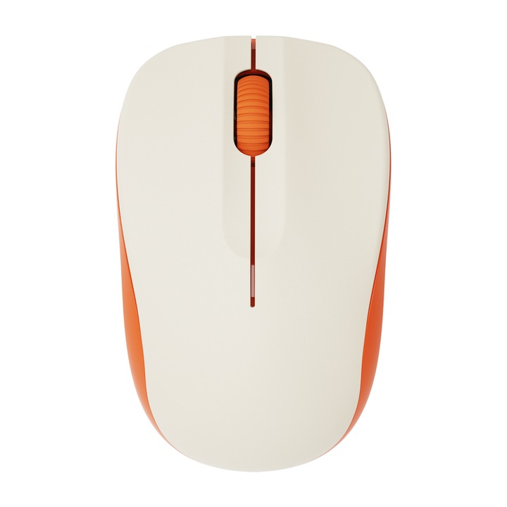 Mouse fara fir AJAZZ NJ03 Monomodul 2.4G Mouse-ul ergonomic 125Hz DPI1000 Usor 56G Alb/Portocaliu