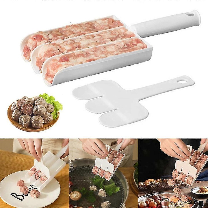 Set polonice pentru chiftelute, 3 chiftelute simultan, unelte de bucatarie, material PP