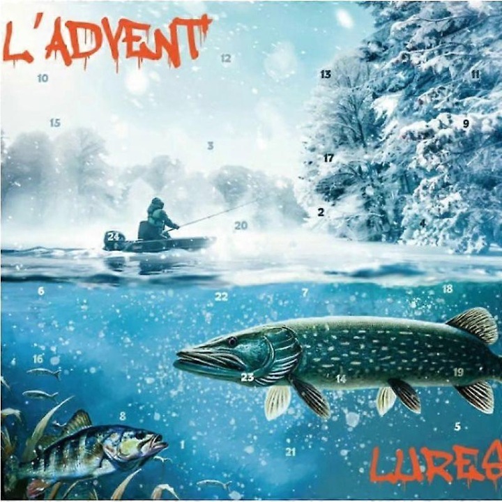 Adventi naptár 2025, 24 horgászcsali, többszínű