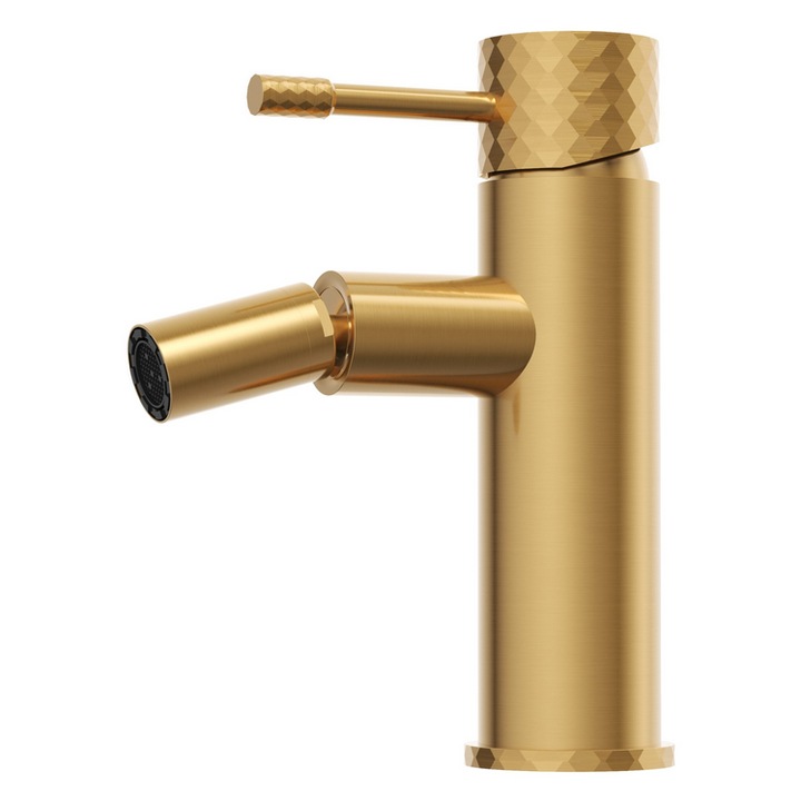 Baterie baie bideu, alama, monocomanda, cartus ceramic, auriu periat