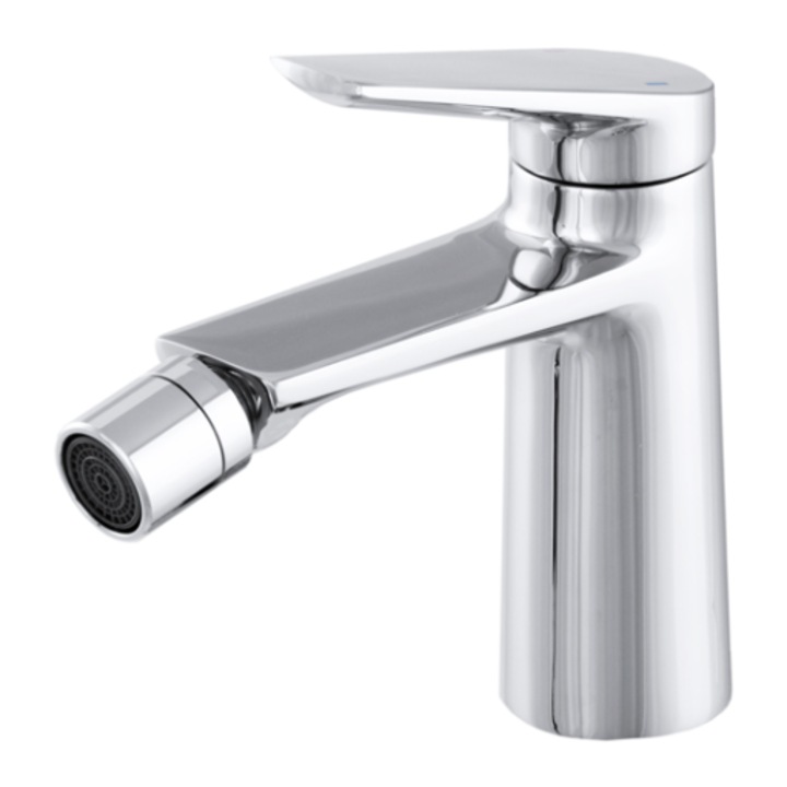 Bidé csaptelep, sárgaréz, rögzített kifolyó 360 fokban elforgatható levegőztetővel, fényes króm felület