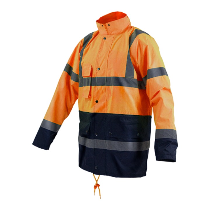 Jachetă de lucru Stalco termoizolantă 5 în 1, impermeabilă, reflectorizantă, portocalie, glugă detasabilă, set cu vestă interioară