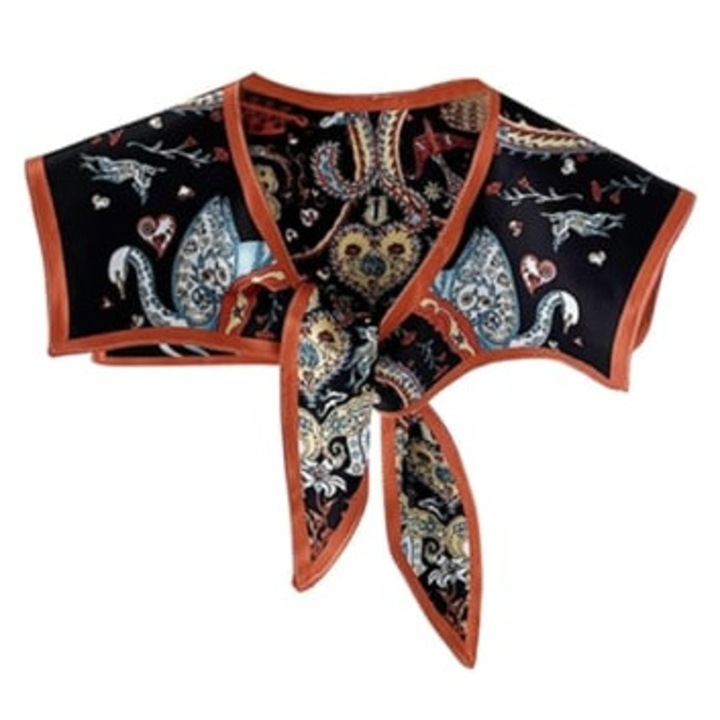 Esarfa dama Giecy, imprimeu, guler fals detasabil, satin, o marime