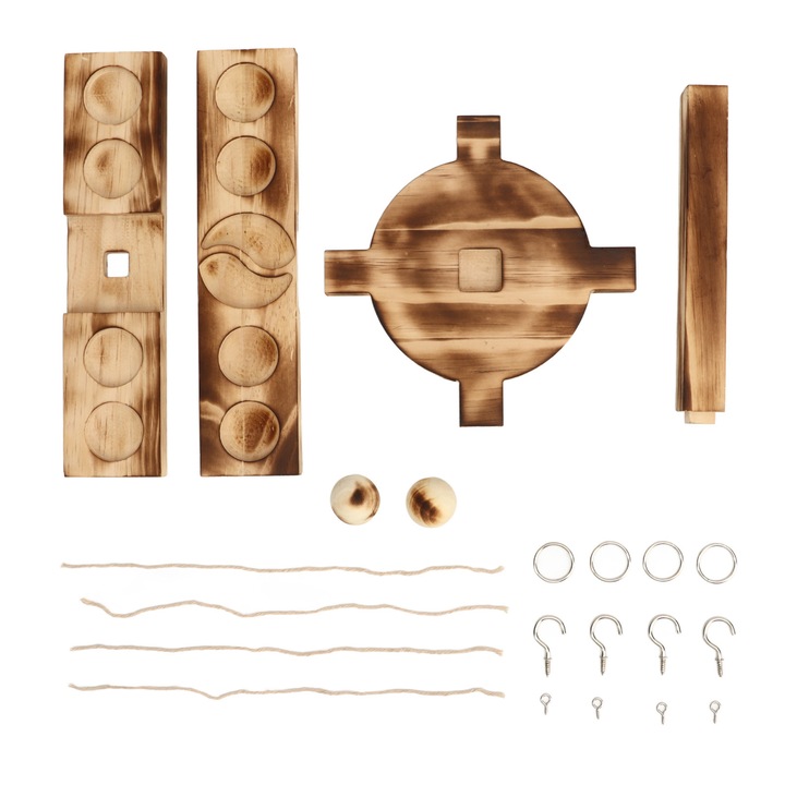 Дървена игра с пръстен и кука, комплект, класическа интерактивна игра, за партита, къмпинг, плаж, компактни размери