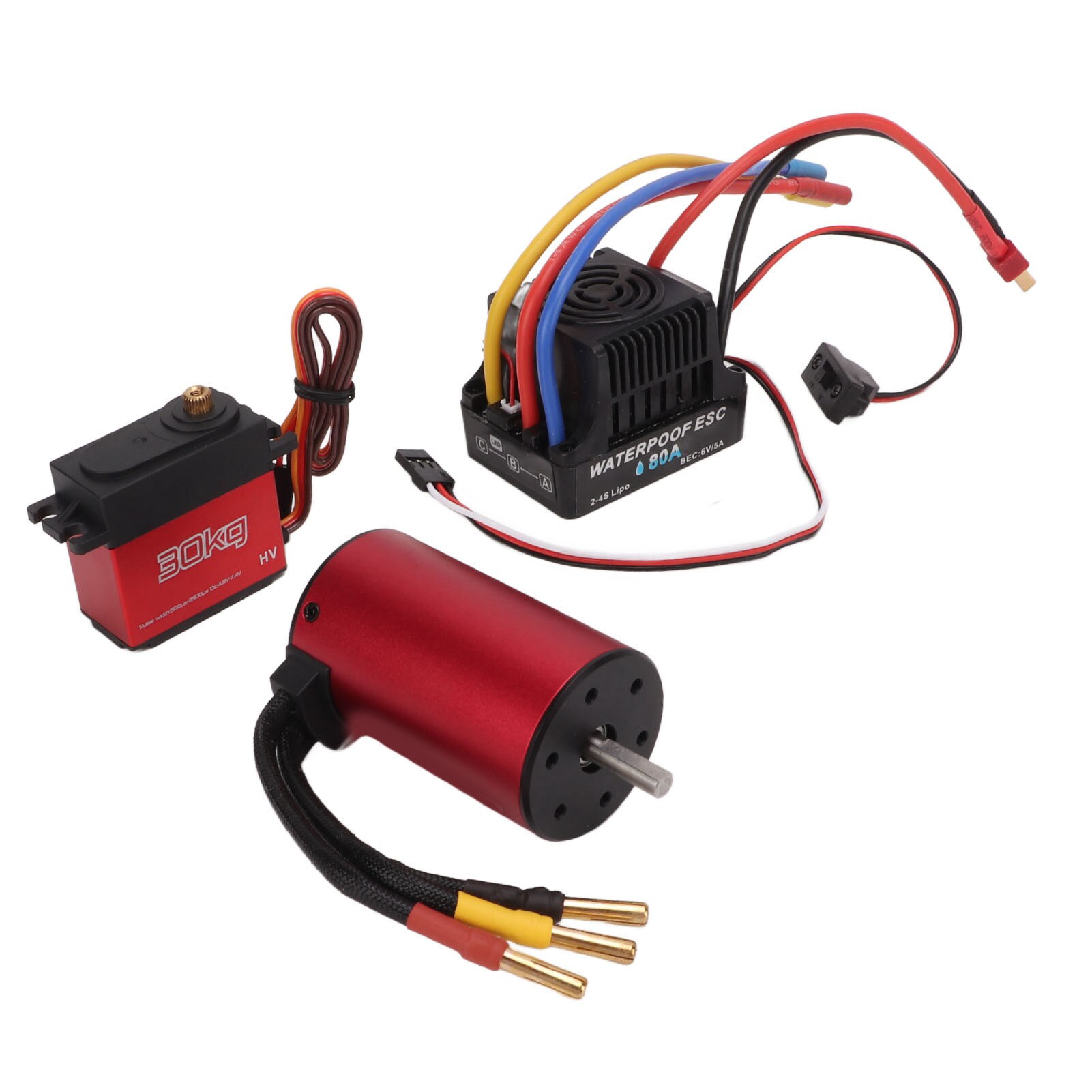 Ling Set Motor Set motor 2600KV, aluminiu, rosu, cu controler de viteza electronic 80A ...