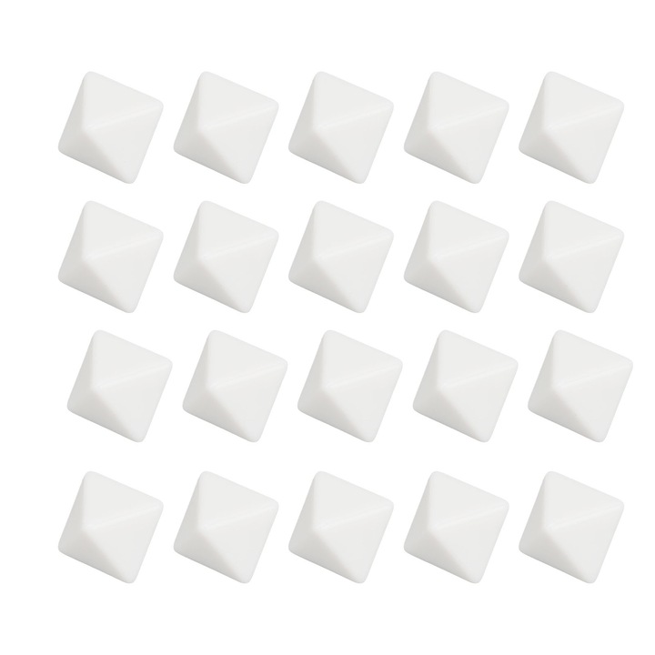 20 darab üres műanyag kocka készlet, 8 oldalú, 8x8x8cm, társasjátékokhoz, oktatási tevékenységekhez, fehér