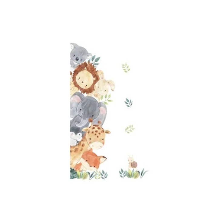 Stickere decorative animale din jungla, acuarela, decor pentru camera copii, multicolor
