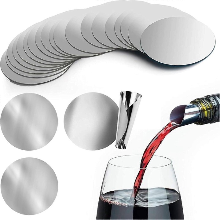 Set 50 bucati tirbusoane din PET, argintii, 76mm, pentru sticle de vin