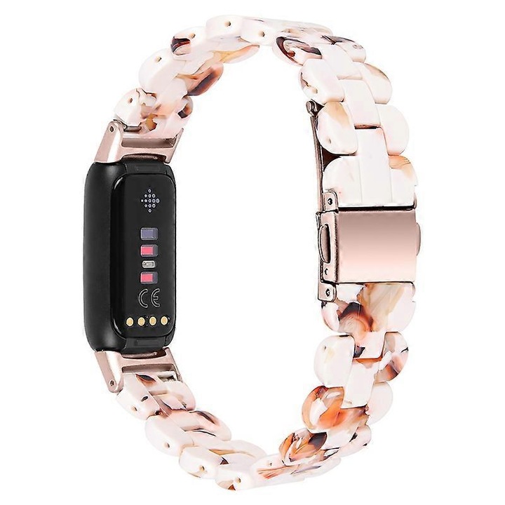 Curea de ceas ovala din rasina cu catarama din otel inoxidabil pentru Fitbit Luxe, multicolor, 18.6cm, set