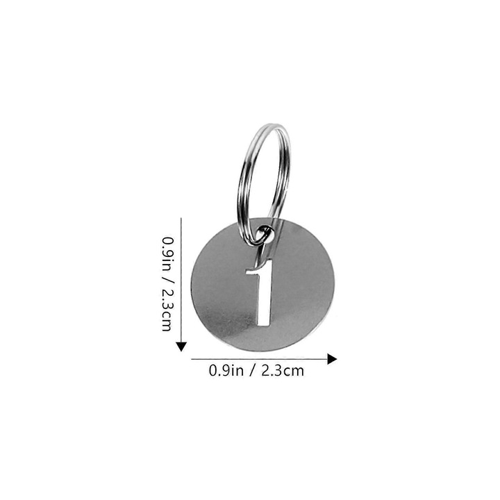 Set 30 Brelocuri Numere din Otel Inoxidabil, 2.30x2.30x0.20cm, Multicolor
