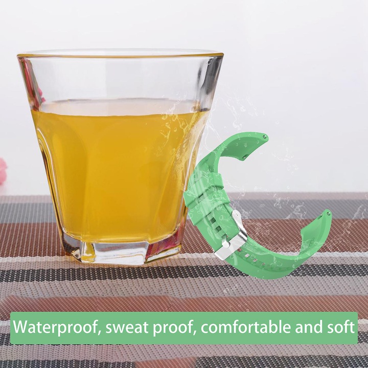 Curea de ceas din silicon, 22mm, roz deschis, set de curea pentru ceasuri