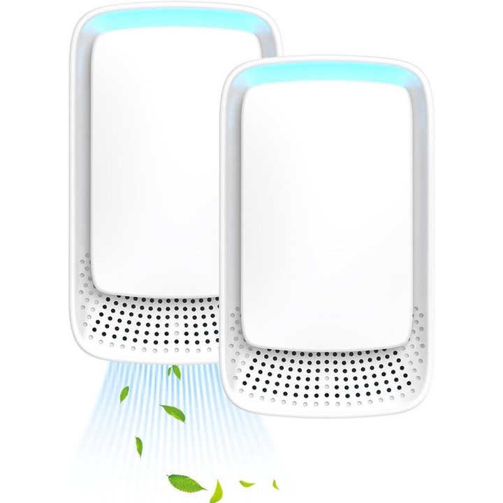 Purificator de aer, tehnologie cu ioni negativi, functionare silentioasa, alb, set de 2 bucati