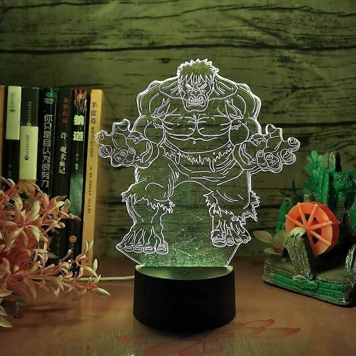 Lampa 3D cu efect vizual, 7 culori, design unic, 30x20cm, set cu cablu USB