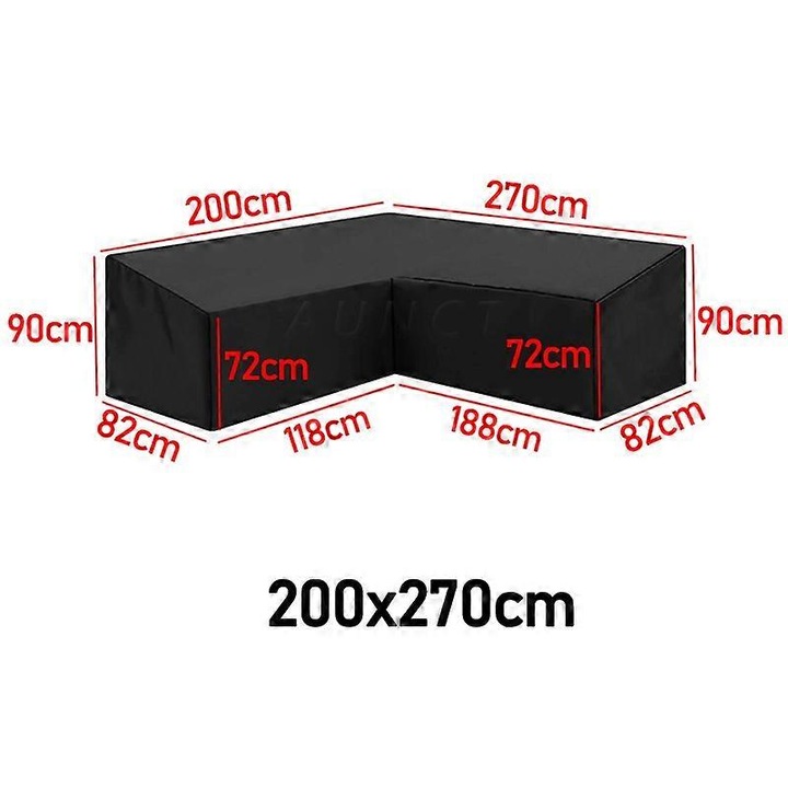 Водоустойчив калъф за градински диван, черен, 270x270см, комплект