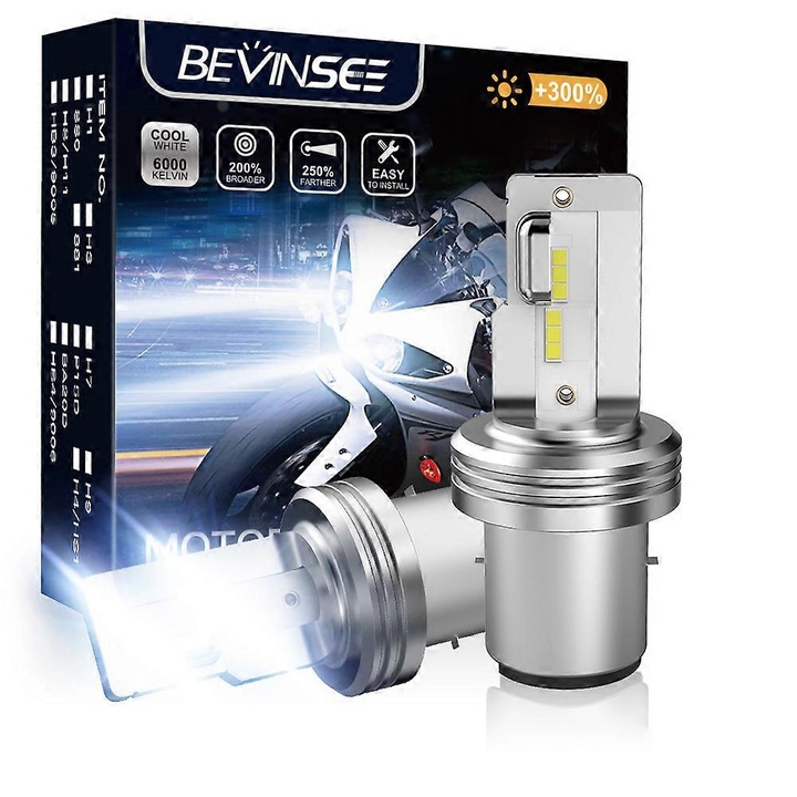 LED крушки BA20D за мотоциклет, 3000LM, 6000K