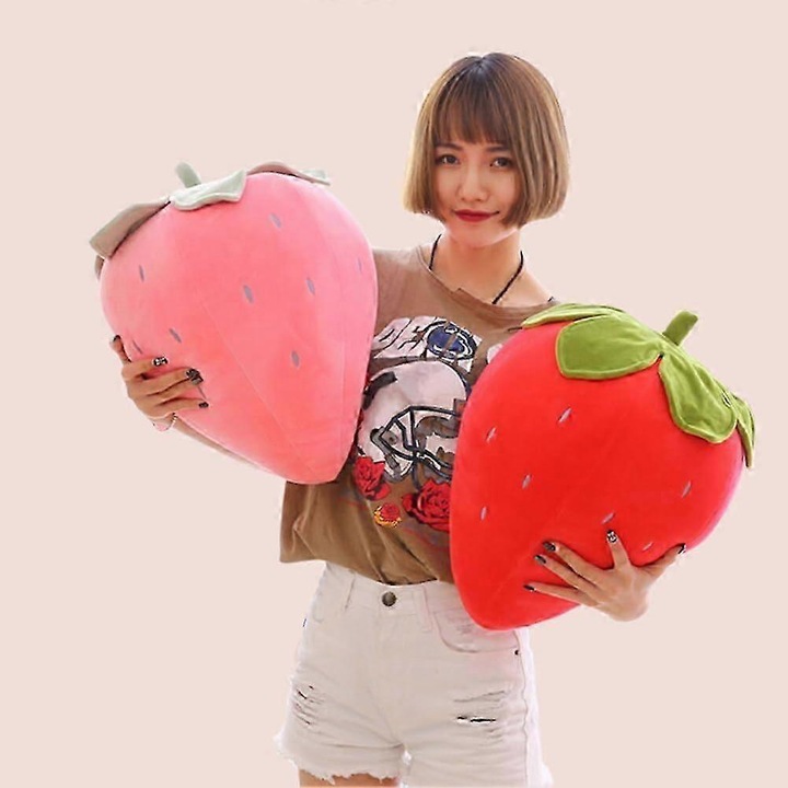 Perna moale in forma de capsuna, jucarie de plus, 25x25cm, roz