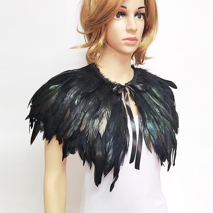 Esarfa dama, Victorian, guler fals detasabil, negru, dimensiune unica