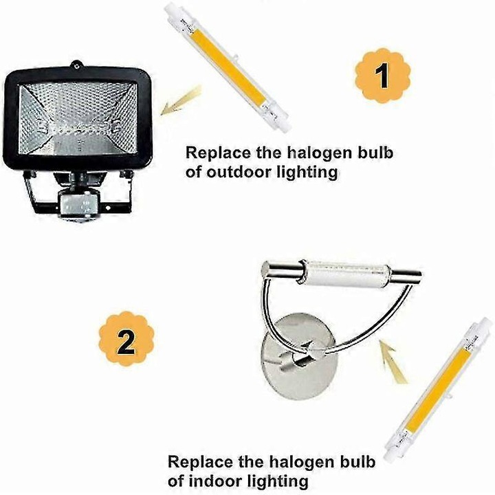 Bec LED R7S 118mm 10W 1000LM 3000K alb cald, non-dimmabil, pentru lampi de perete/sol