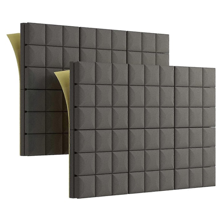 12 db akusztikus habpanel készlet, 30x30x5cm, sötétszürke