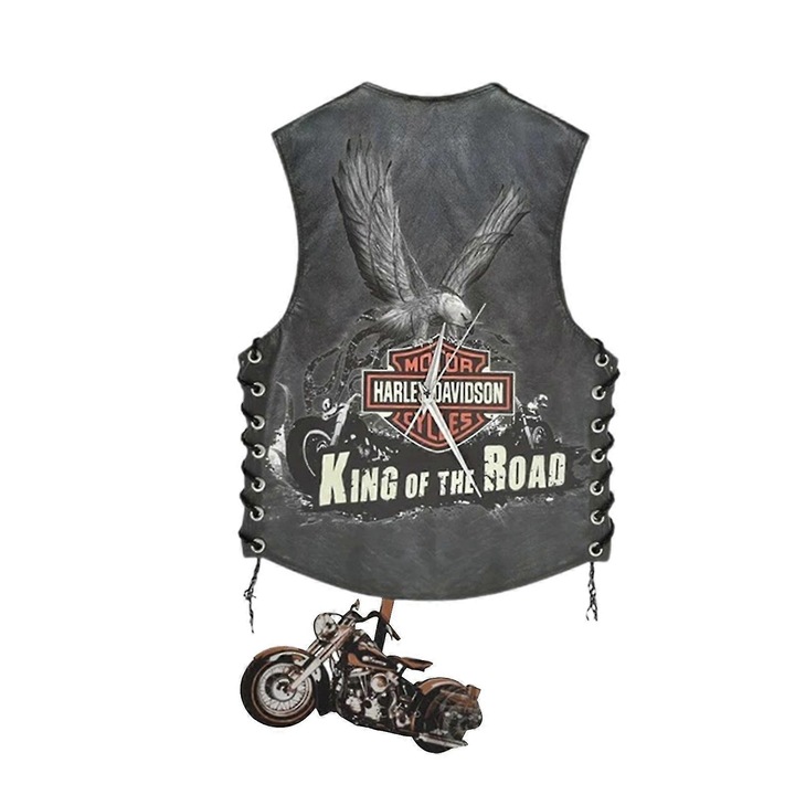 Ceas de perete pendul din lemn, motocicleta, 12.5x23.5x0.3cm, set decorativ