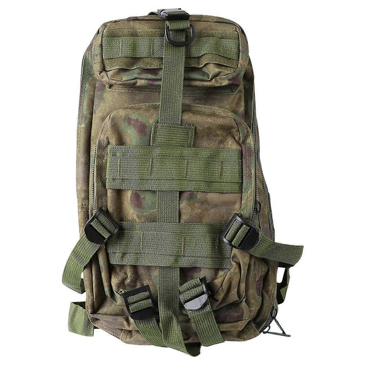 Rucsac impermeabil pentru drumetii, 20-35L, compartimente multiple, verde camuflaj, 44x25x25cm