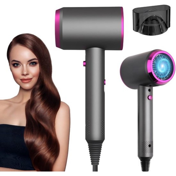 Сешоар 1250W, 3 степени на температура, студен въздух, йонна технология, черен, 350гр