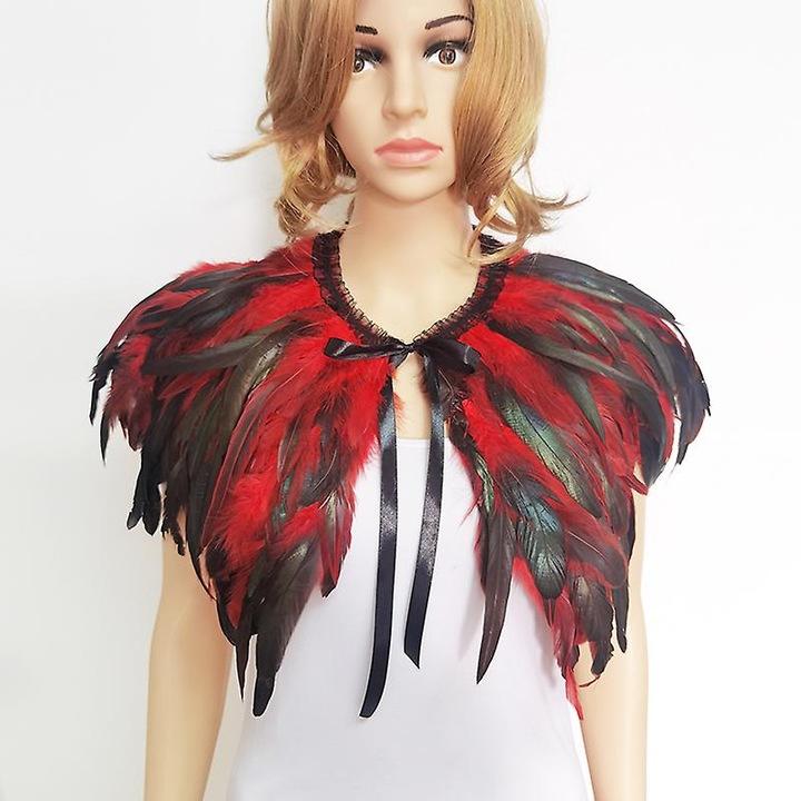 Esarfa dama, Victorian, guler fals detasabil, rosu, o marime