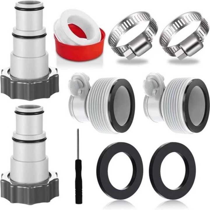 Conectori furtun piscina, set accesorii, plastic rezistent la coroziune, 1.25 inch, 32mm x 38mm