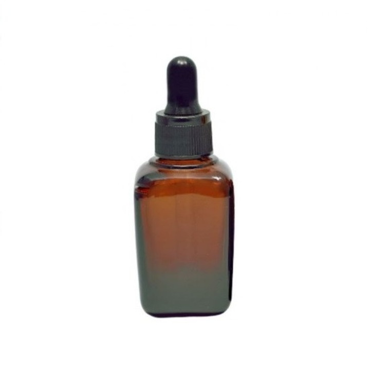 Sticla ambra patrata cu pipeta, capac pipeta cauciuc negru, 30ml