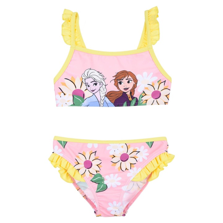 Costum baie 2 piese Frozen Disney Anna si Elsa 34669, Coral