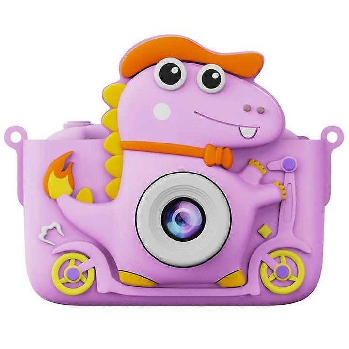 Детска камера, дизайн динозавър, 48MP, 2.0 инча, 1920x1080, 9.6x3.2x6.4cm, комплект с 32GB карта
