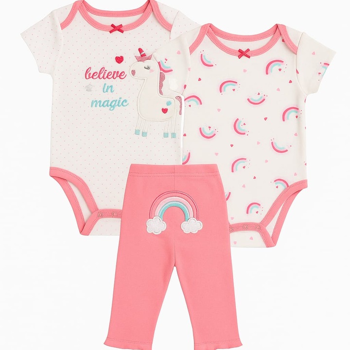 Compleu 3 piese bumbac fete 18 luni