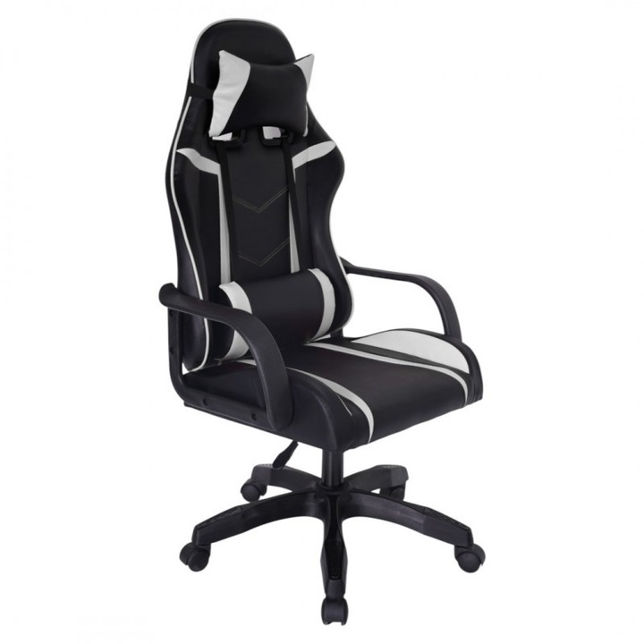 Scaun de gaming negru, cu perna lombara, max 150 kg, 64x114-124 cm, JollyMag, KO35B