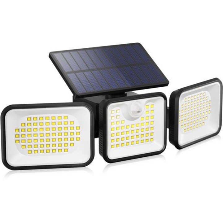 Слънчева лампа със 180 LED диода, сензор за движение, 3 режима, ъгъл на излъчване 270, IP65, за външна употреба