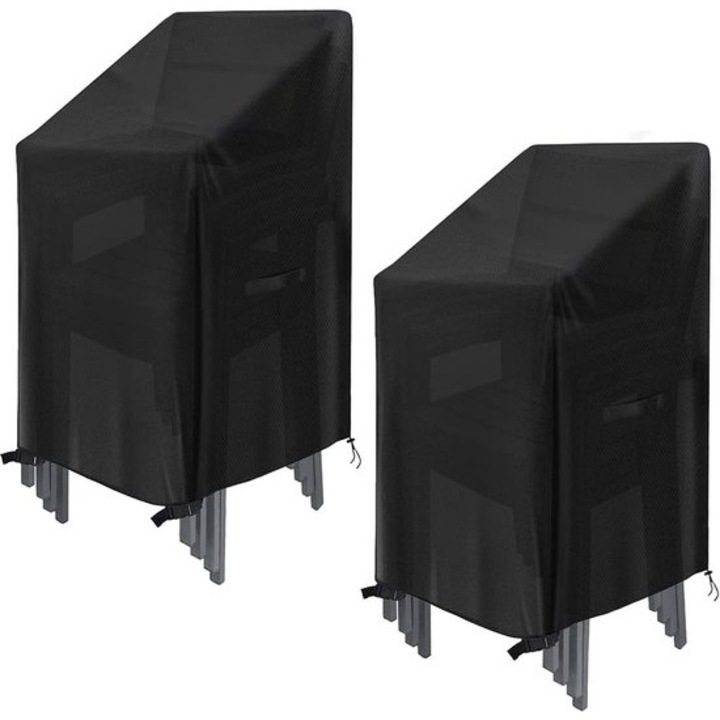 Husa pentru scaun de gradina, set 2 bucati, impermeabila, negru, 75x75x120cm