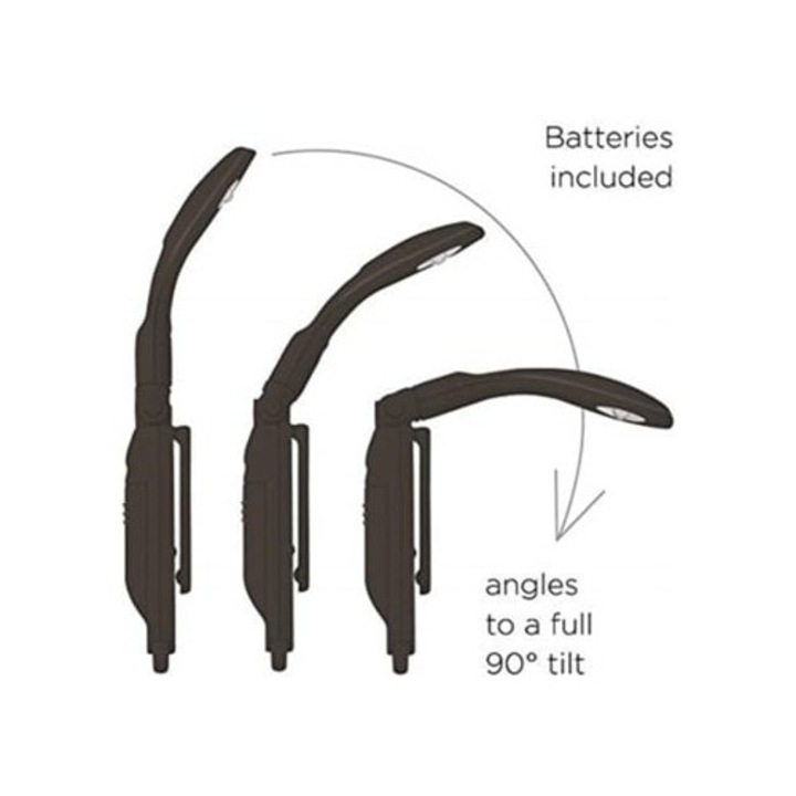 Lampa de citit compacta, neagra, cu baterii incluse