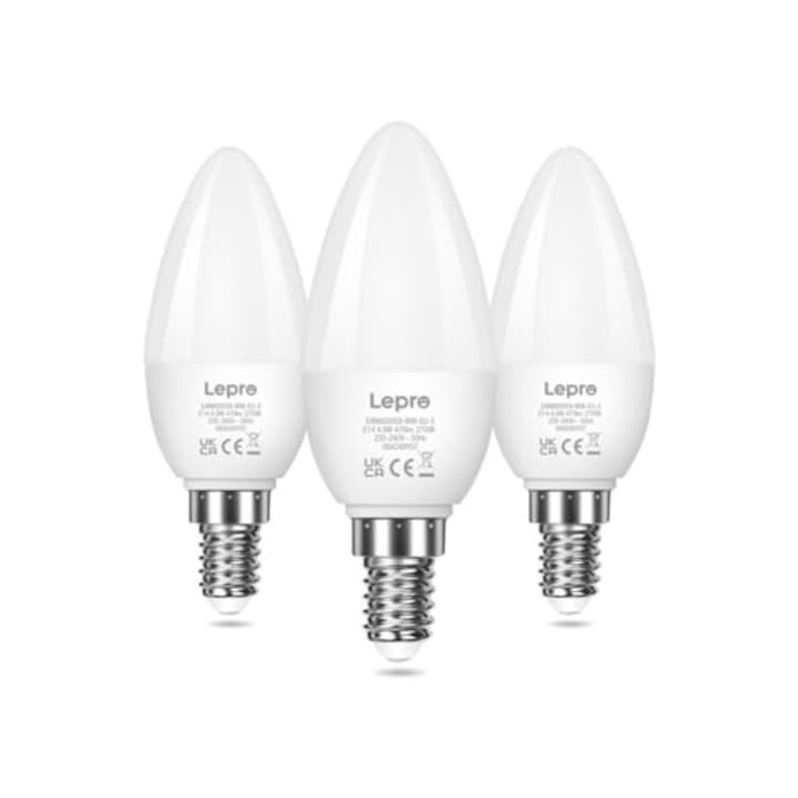Becuri LED E14, 5.5W, alb cald 2700K, set 3 bucati