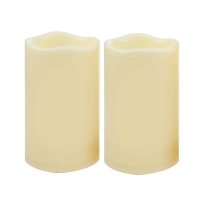 Set 2 lumanari LED fara flacara 3x5, impermeabile, pentru decor exterior