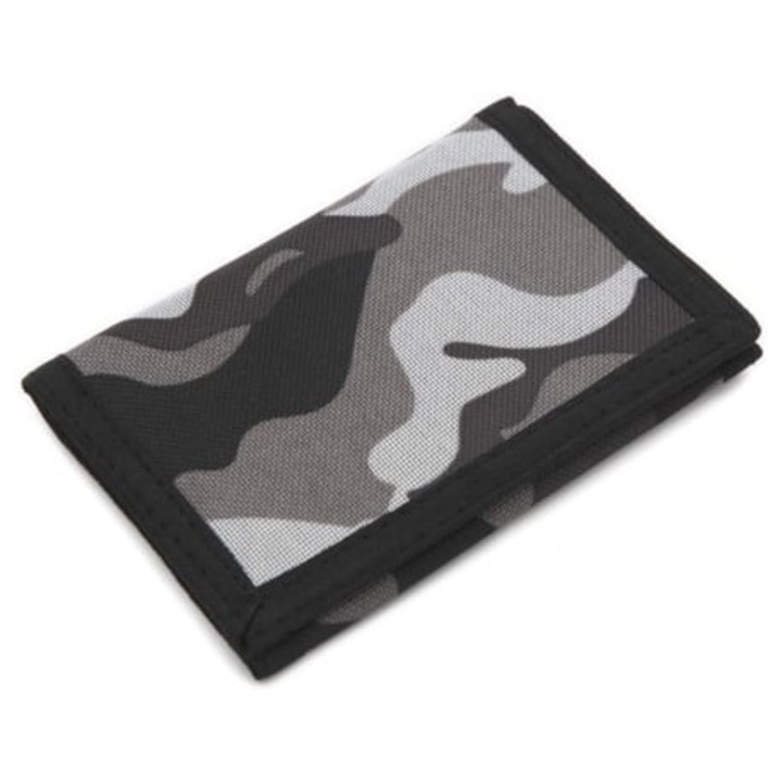 Portofel barbati, trifold, camuflaj, gri, RFID, pentru baieti