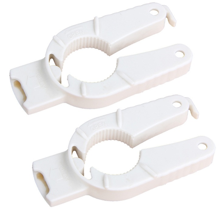 Deschizator multifunctional din plastic, design magnetic, antiderapant, 10.5x5cm, alb