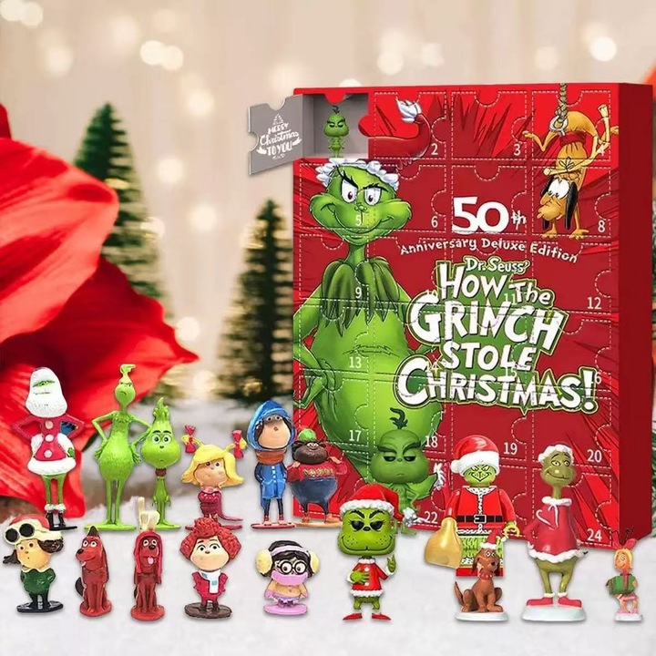 Set Figurine Craciun, Grinch, Calendar Advent, 24 Pcs