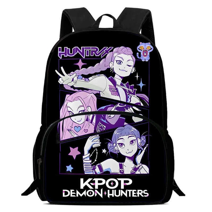 Ghiozdan cu imprimeu Kpop Demon Hunters, capacitate mare, multicolor