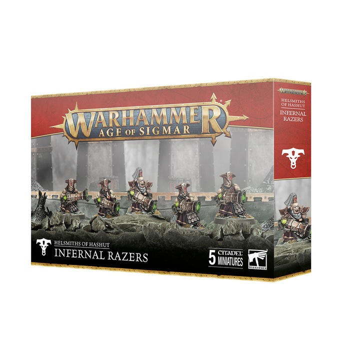Разширение за игра Warhammer Age of Sigmar, Infernal Razers Helsmiths of Hashut, Games Workshop, 59 части, сив