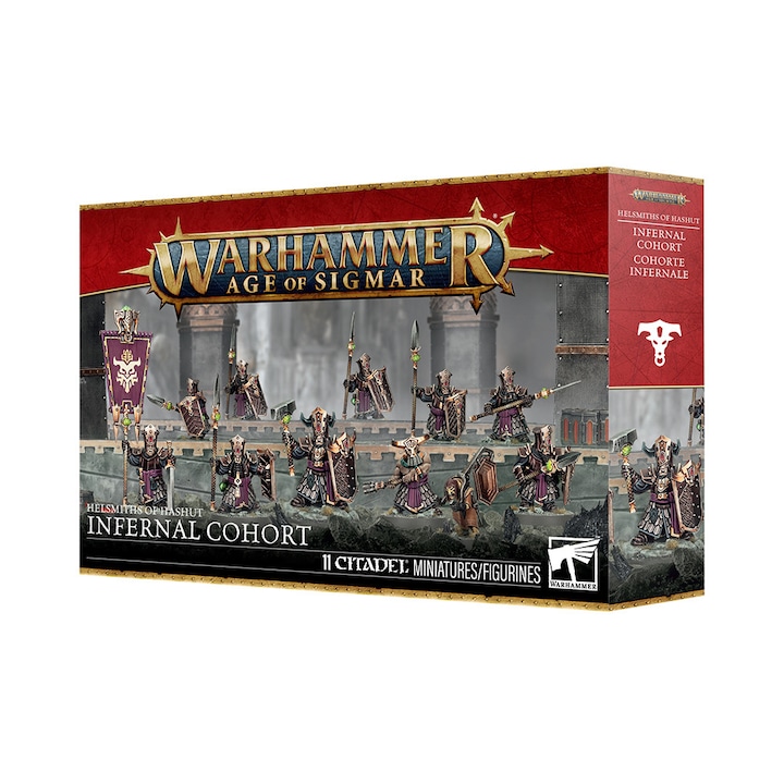 Разширение за игра Warhammer Age of Sigmar, Infernal Cohort Helsmiths of Hashut, Games Workshop, 107 части, сиво