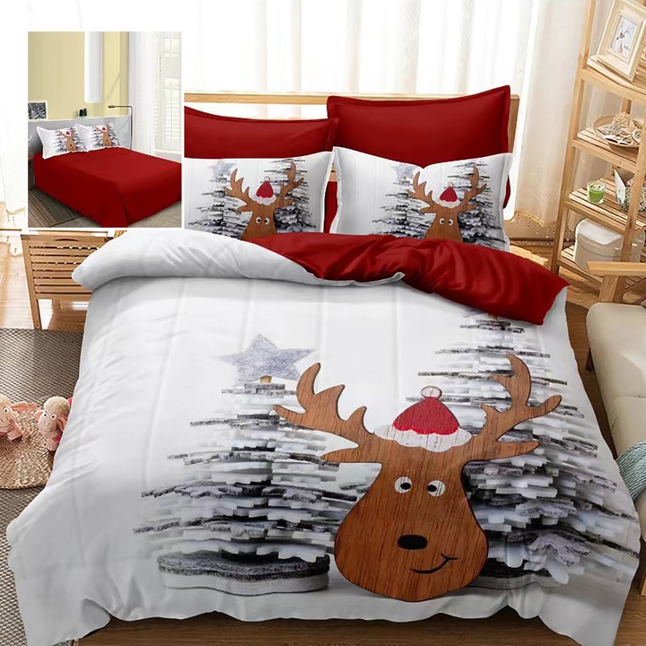 Lenjerie pat finet 3D 6 piese Craciun