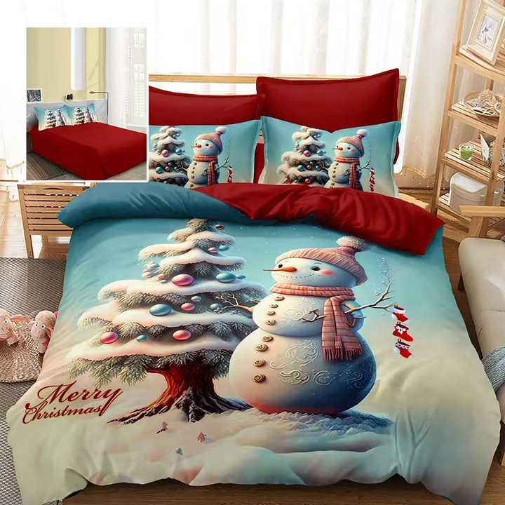 Lenjerie pat finet 3D 6 piese Craciun