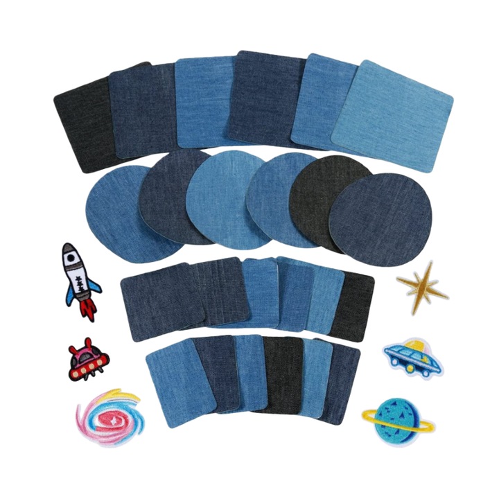 30 darabos farmerfolt készlet – 13,5×13,5 cm, 100% pamut, vasalható és kézzel varrható, gyors javításokhoz vagy személyre szabáshoz különböző felhasználási területeken