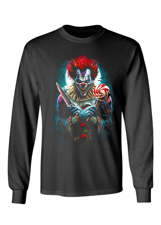 Hosszú ujjú póló, Clawn, Halloween, Nyalóka, Fekete