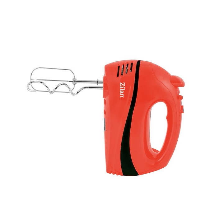 Mixer electric compact, 300W, 5 trepte de viteza, functie Turbo, accesorii incluse, pentru amestecarea si baterea ingredientelor, cu 2 batatoare si 2 palete, rosu