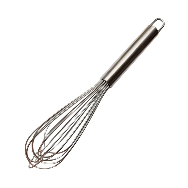 Tel de bucatarie, Inox, 8 fire groase, 28 cm, ergonomic, rezistent, Argintiu